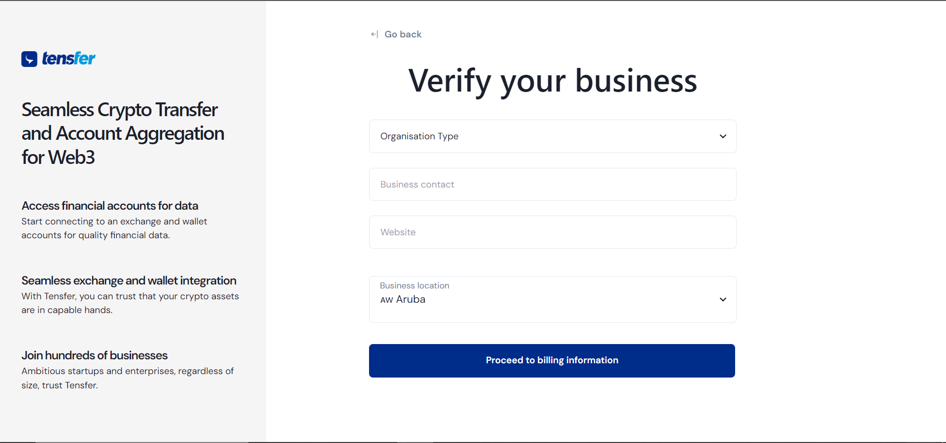 onboarding page